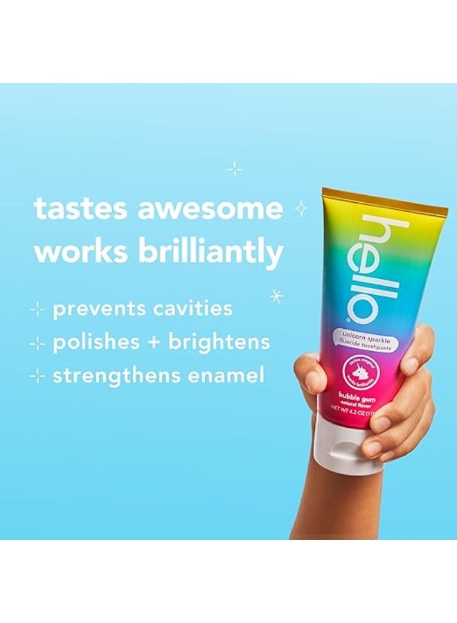 هالو معجون أسنان هيلو للأطفال بالفلورايد بنكهات يونيكورن والفراولة والدراجون 4.2 أونصة عبوة من 3 - Image 3